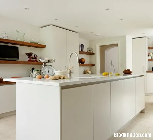 Những mẫu thiết kế phòng bếp màu trắng siêu dễ thương